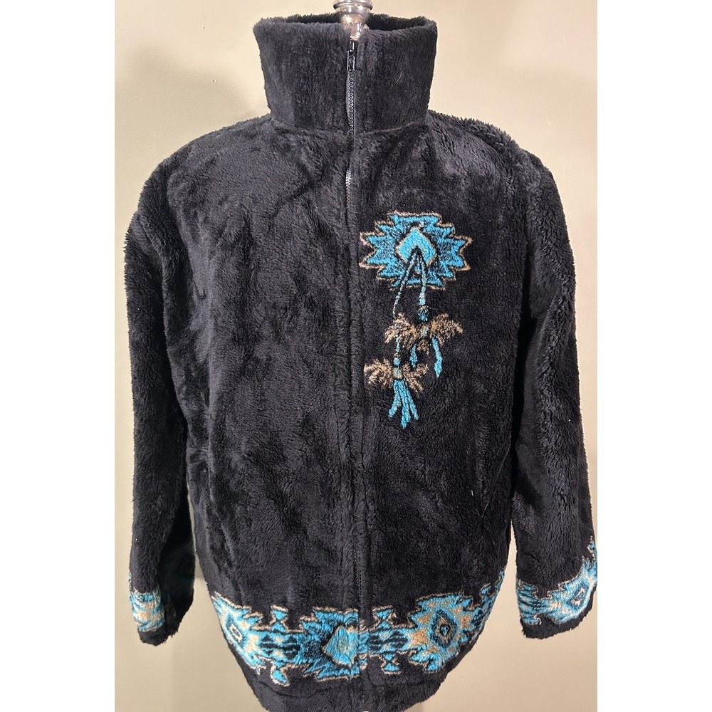 Black Mountain Dream Catcher Native American Full Zip Fleece Jacket Womens Sz XL